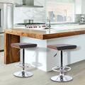 Armen Living Java Barstool in Chrome with Walnut wood Black Faux Leather LCJABABLKWA